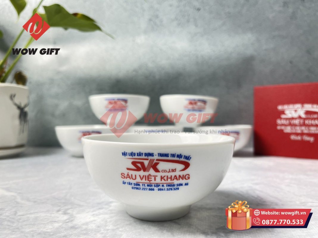bộ bát cơm bát tràng in logo quà tặng doanh nghiệp