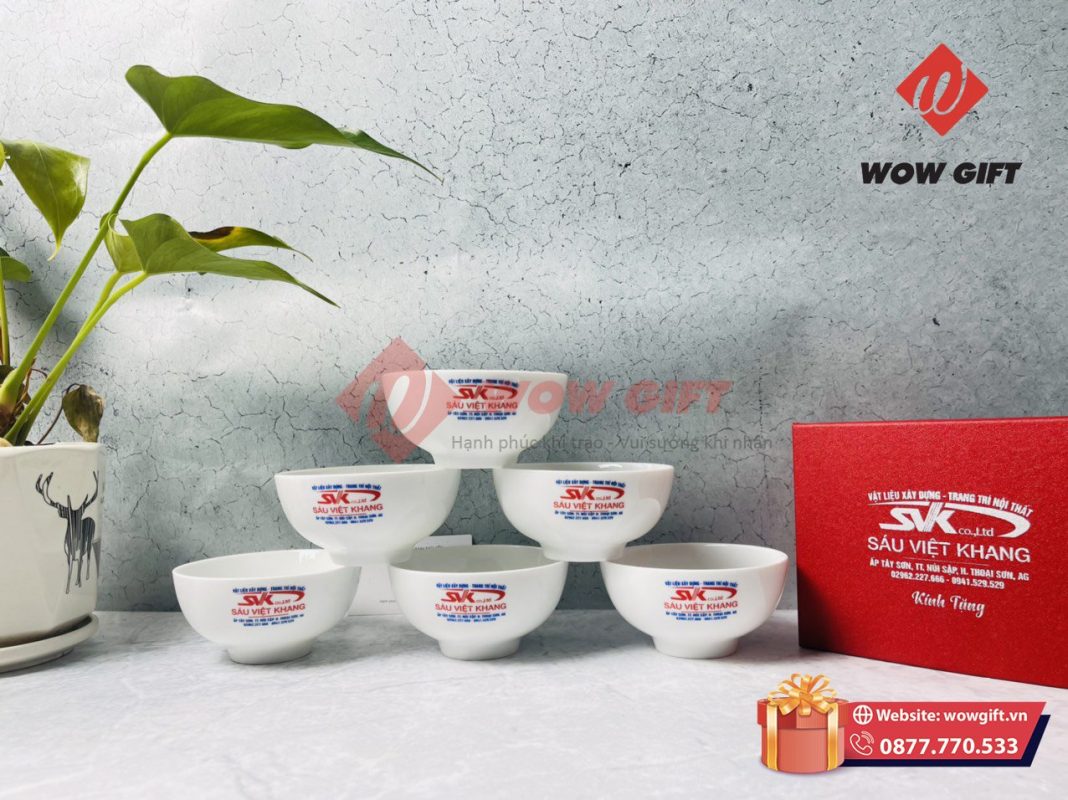 bộ bát cơm bát tràng in logo quà tặng doanh nghiệp
