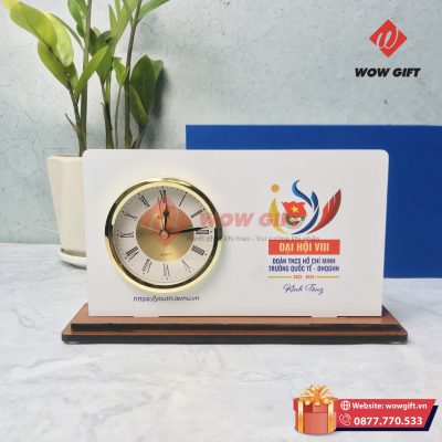 đồng hồ để bàn in logo quà tặng đại hội