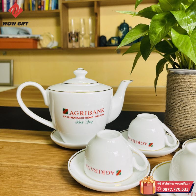 bộ ấm chén in logo 